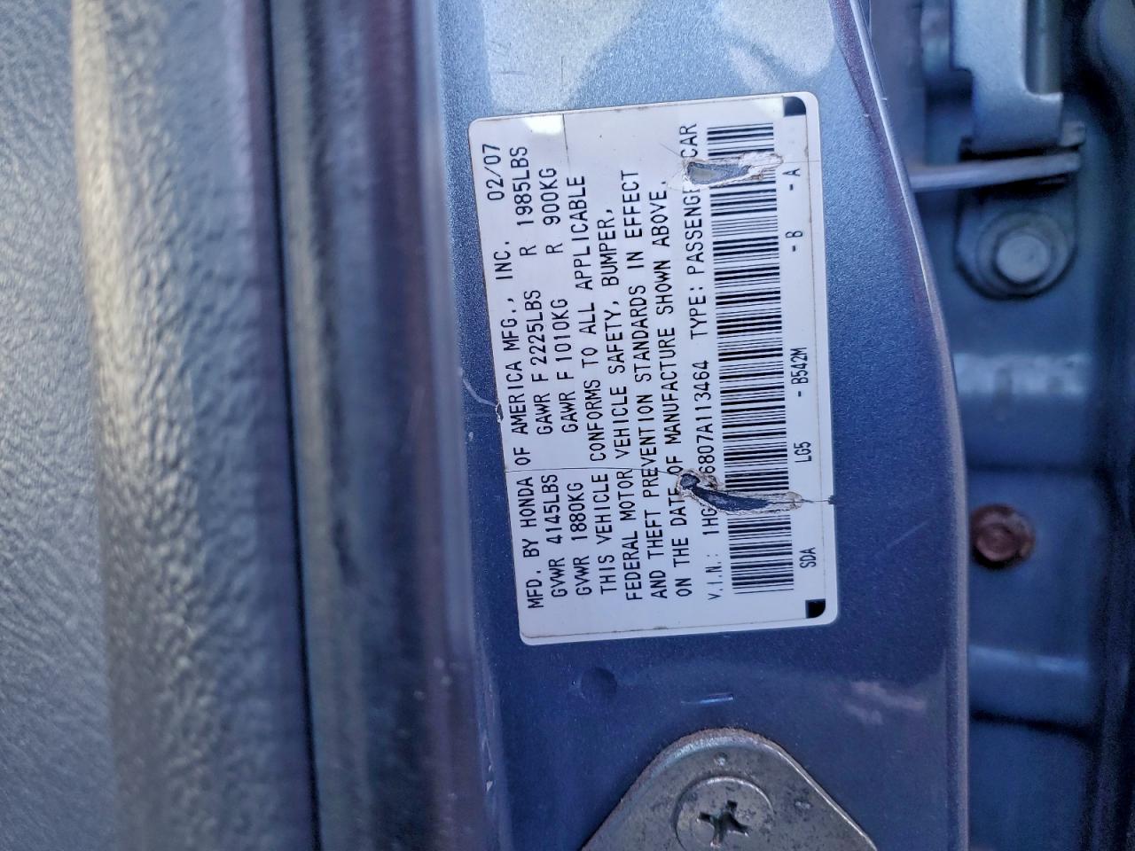 2007 HONDA ACCORD EX photo 34
