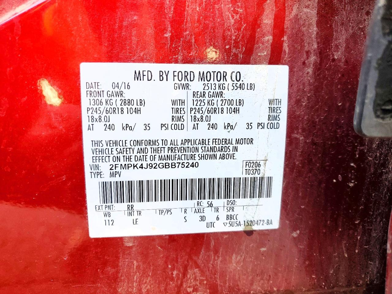 2016 FORD EDGE SEL photo 13