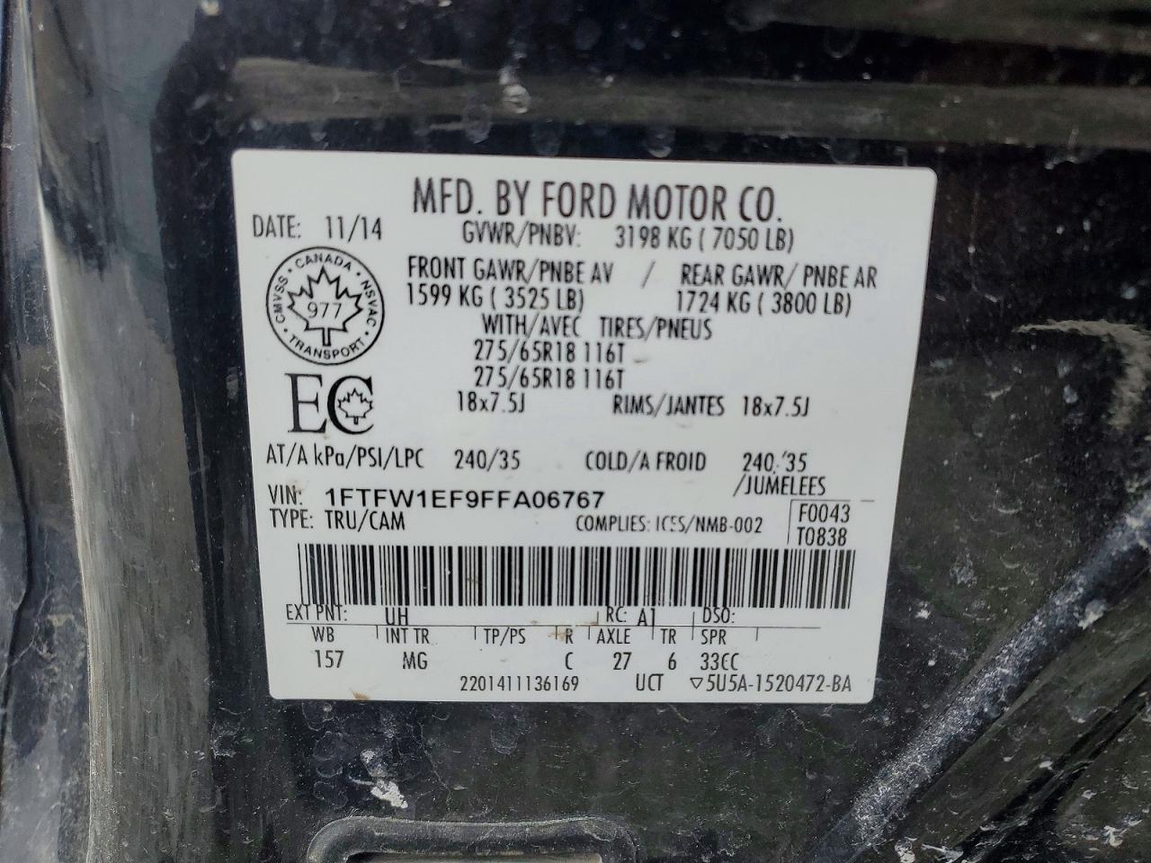 2015 FORD F150 SUPERCREW photo 12