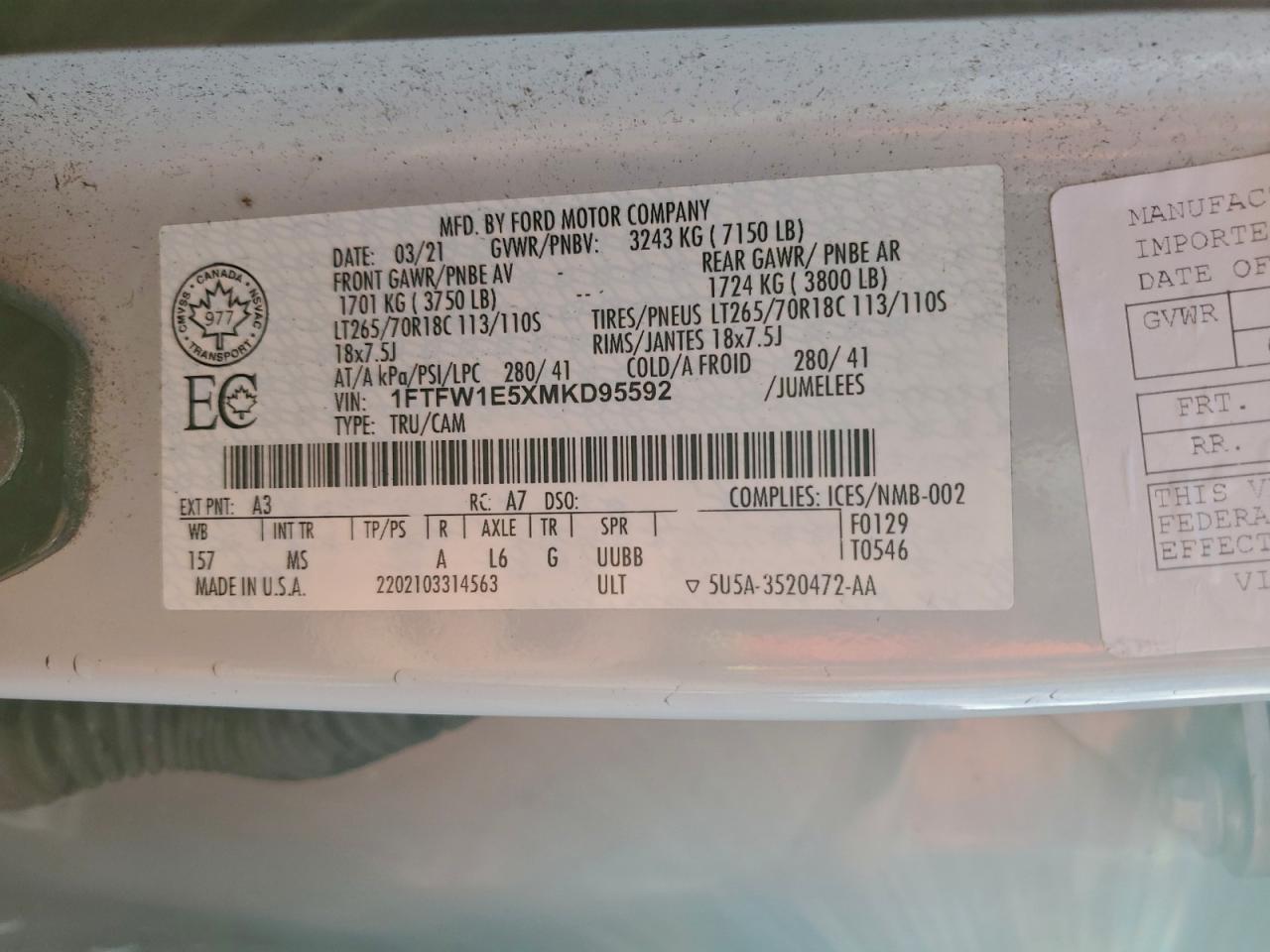 2021 FORD F150 SUPERCREW photo 12
