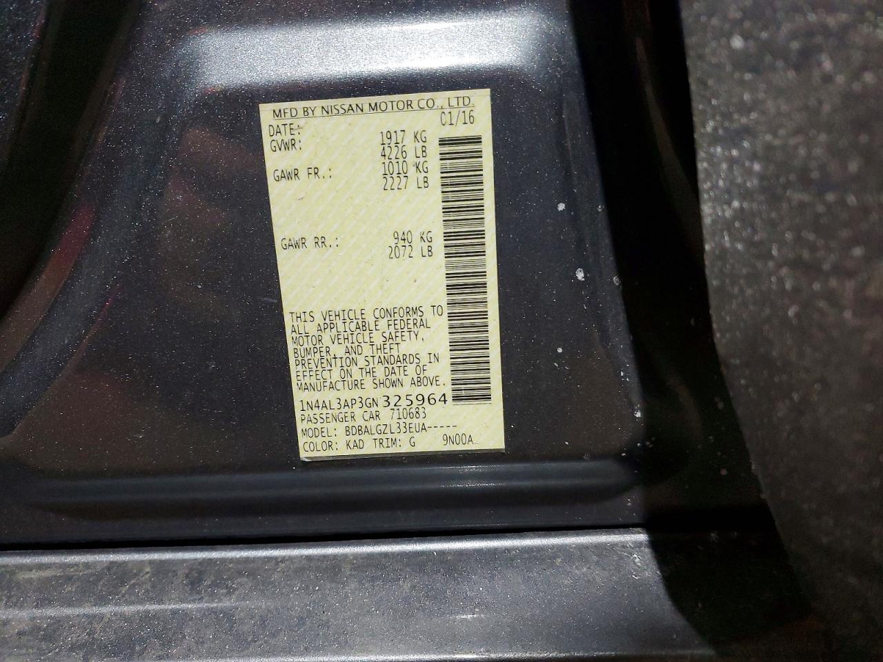 2016 NISSAN ALTIMA 2.5 photo 13