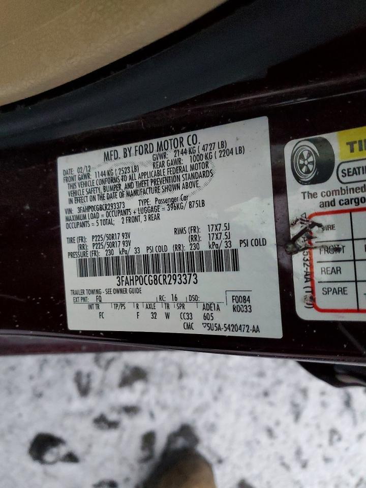 2012 FORD FUSION SEL photo 12