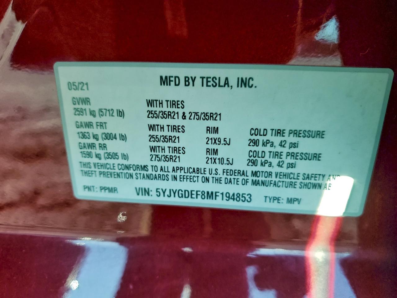 2021 TESLA MODEL Y photo 13