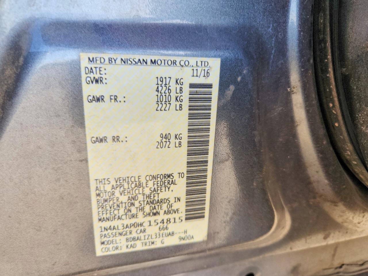 2017 NISSAN ALTIMA 2.5 photo 25