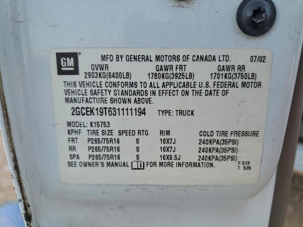 2003 CHEVROLET SILVERADO K1500 photo 34