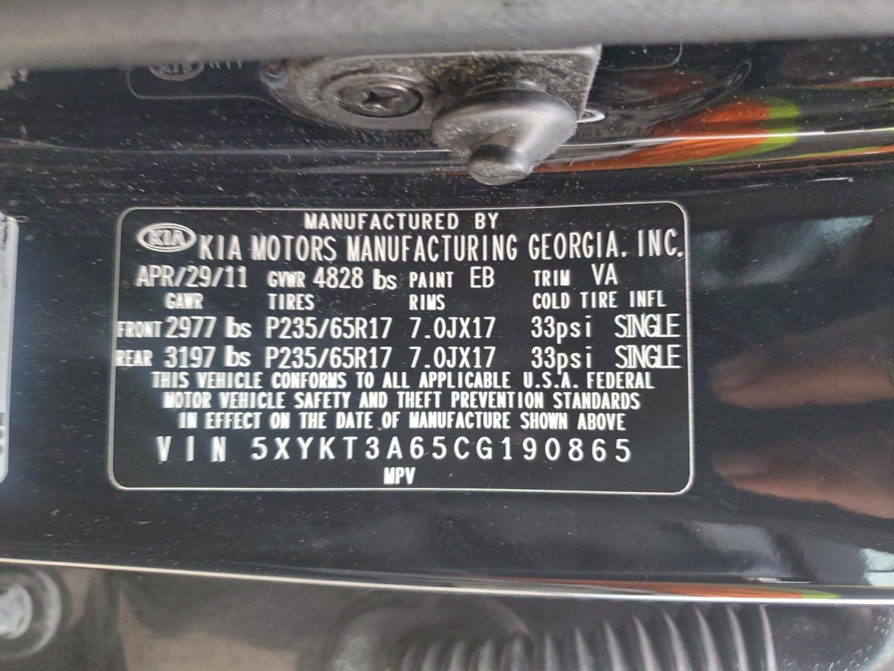 2012 KIA SORENTO BASE photo 13