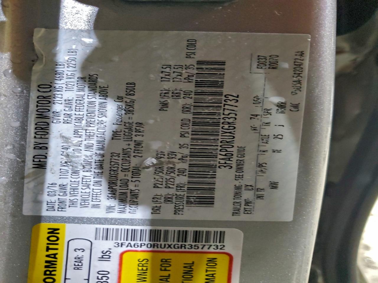 2016 FORD FUSION TITANIUM HEV photo 23