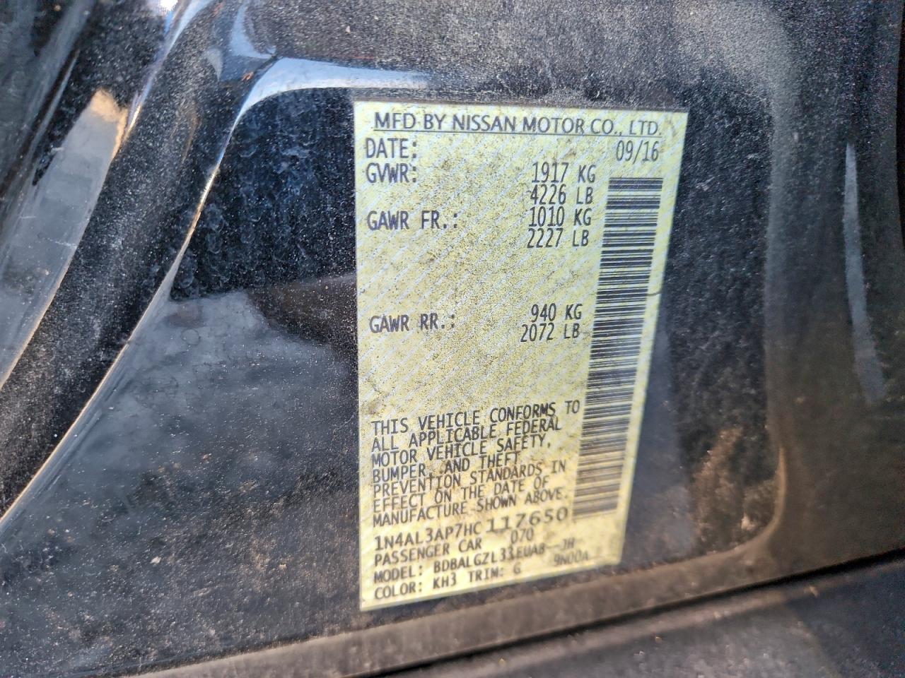 2017 NISSAN ALTIMA 2.5 photo 12