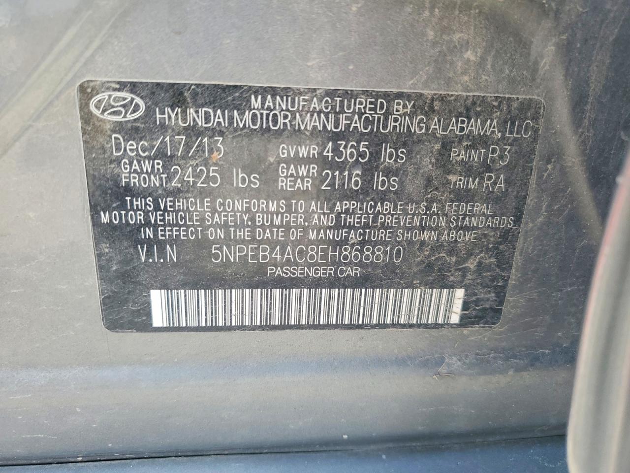 2014 HYUNDAI SONATA GLS photo 12