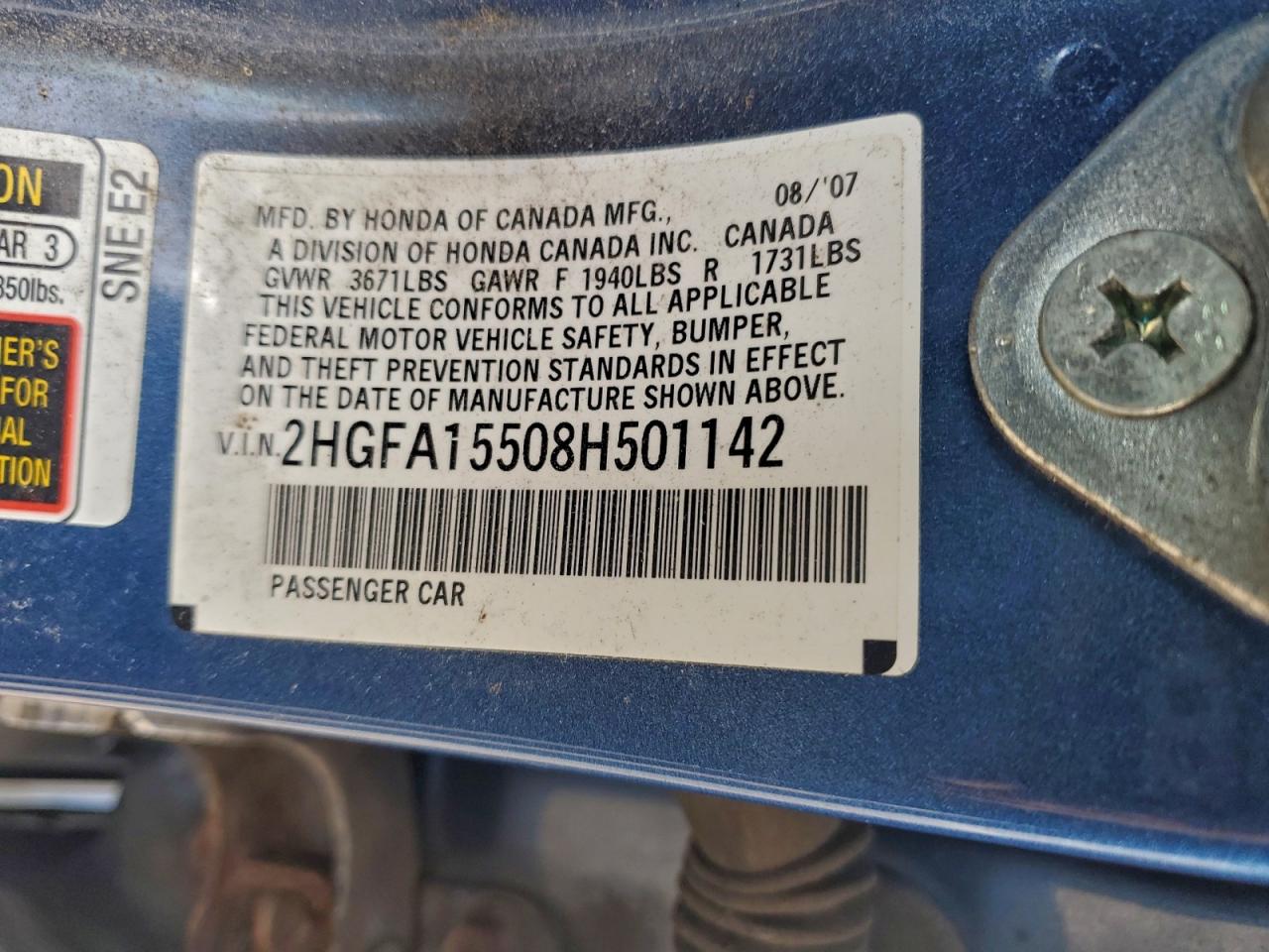 2008 HONDA CIVIC LX photo 12
