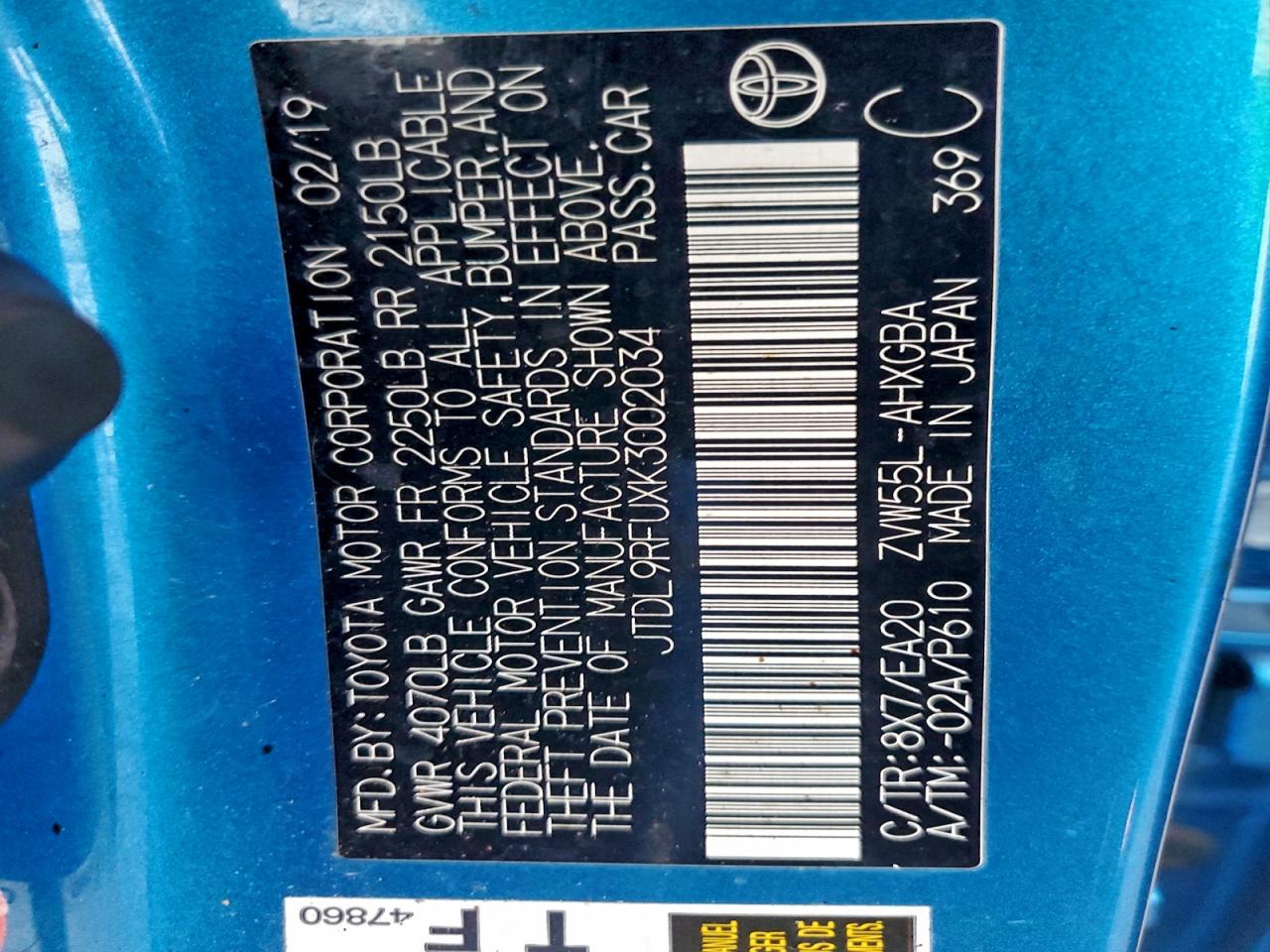 2019 TOYOTA PRIUS photo 34