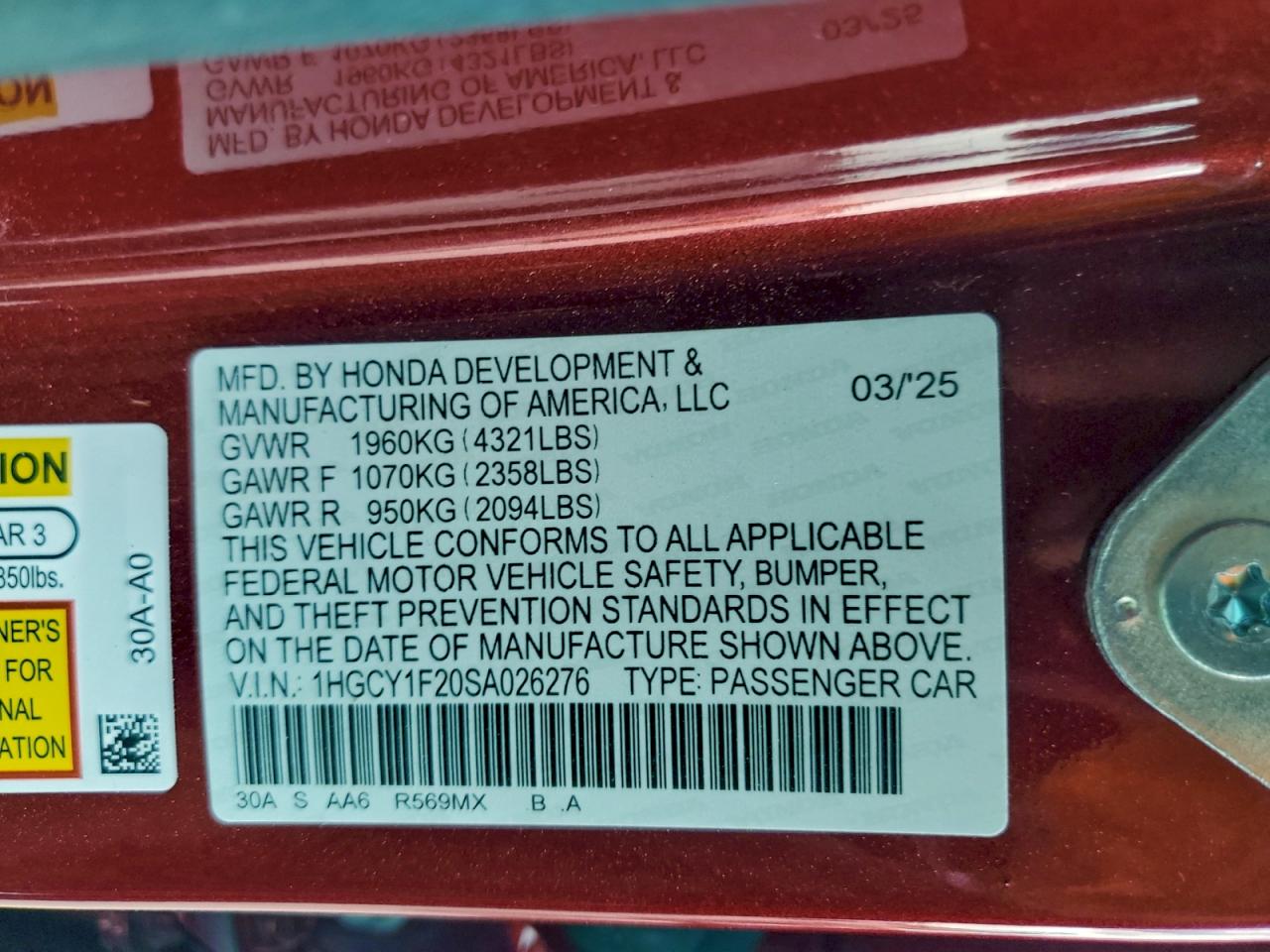 2025 HONDA ACCORD LX photo 12