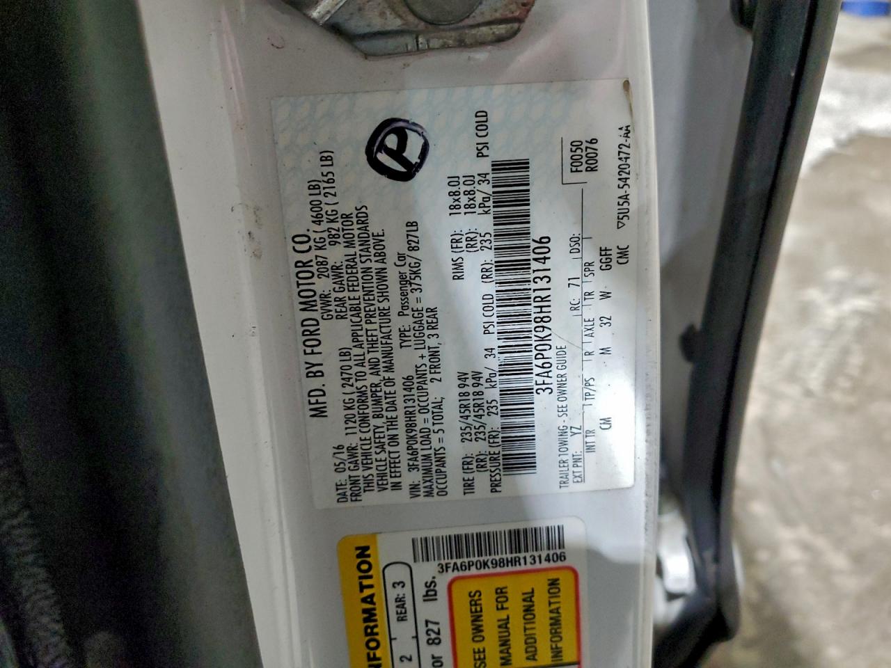 2017 FORD FUSION TITANIUM photo 34