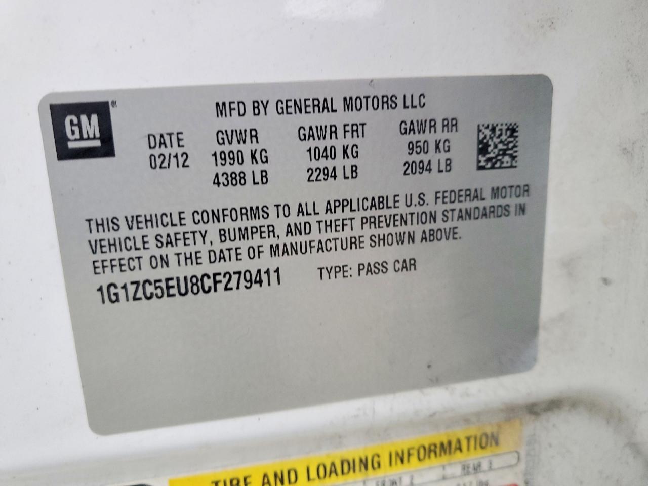 2012 CHEVROLET MALIBU 1LT photo 12