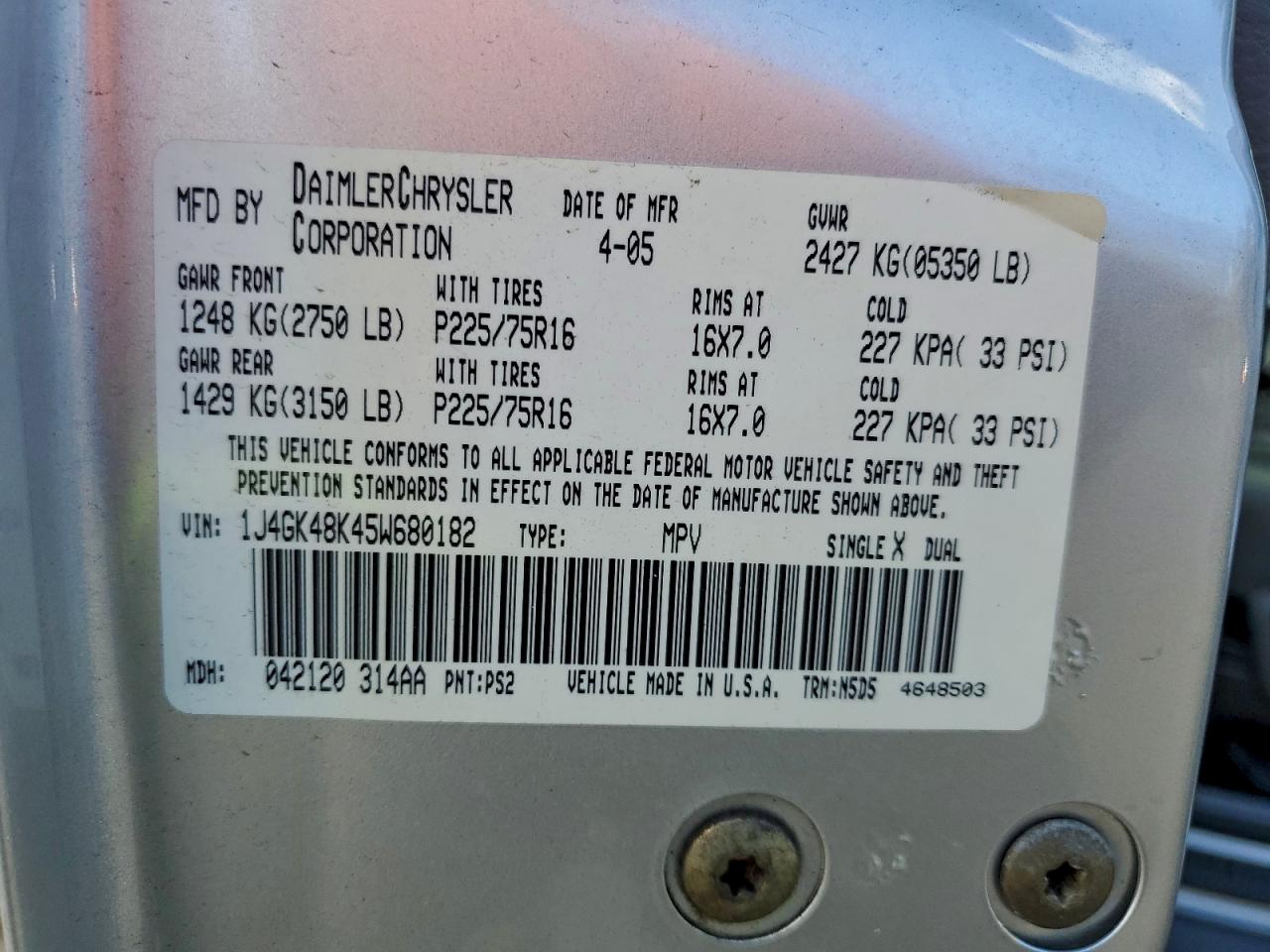 2005 JEEP LIBERTY SPORT photo 13