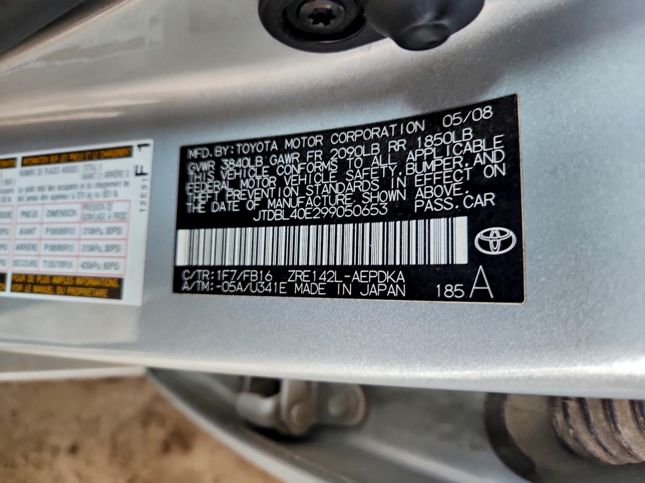 2009 TOYOTA COROLLA BASE photo 12