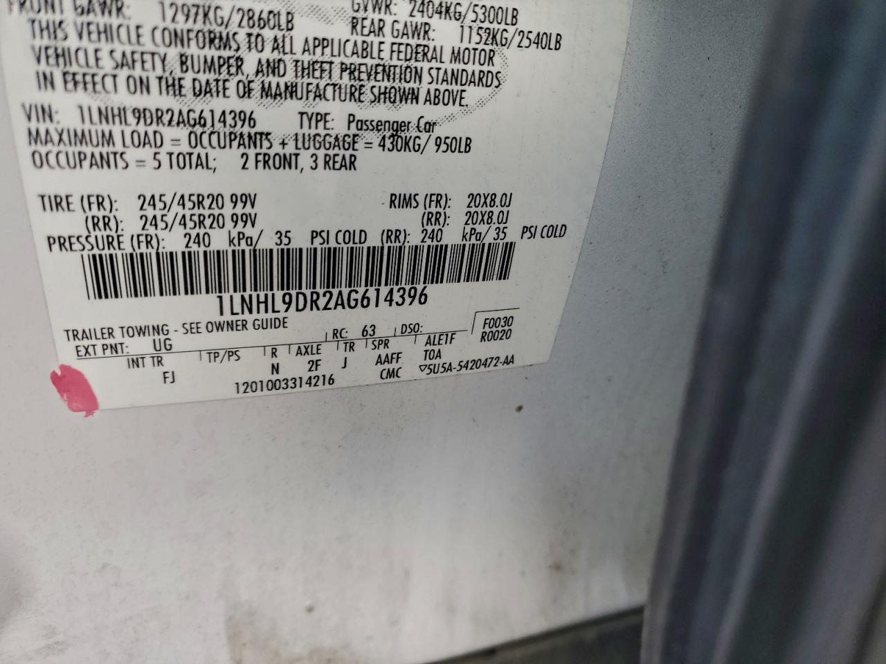 2010 LINCOLN MKS photo 12