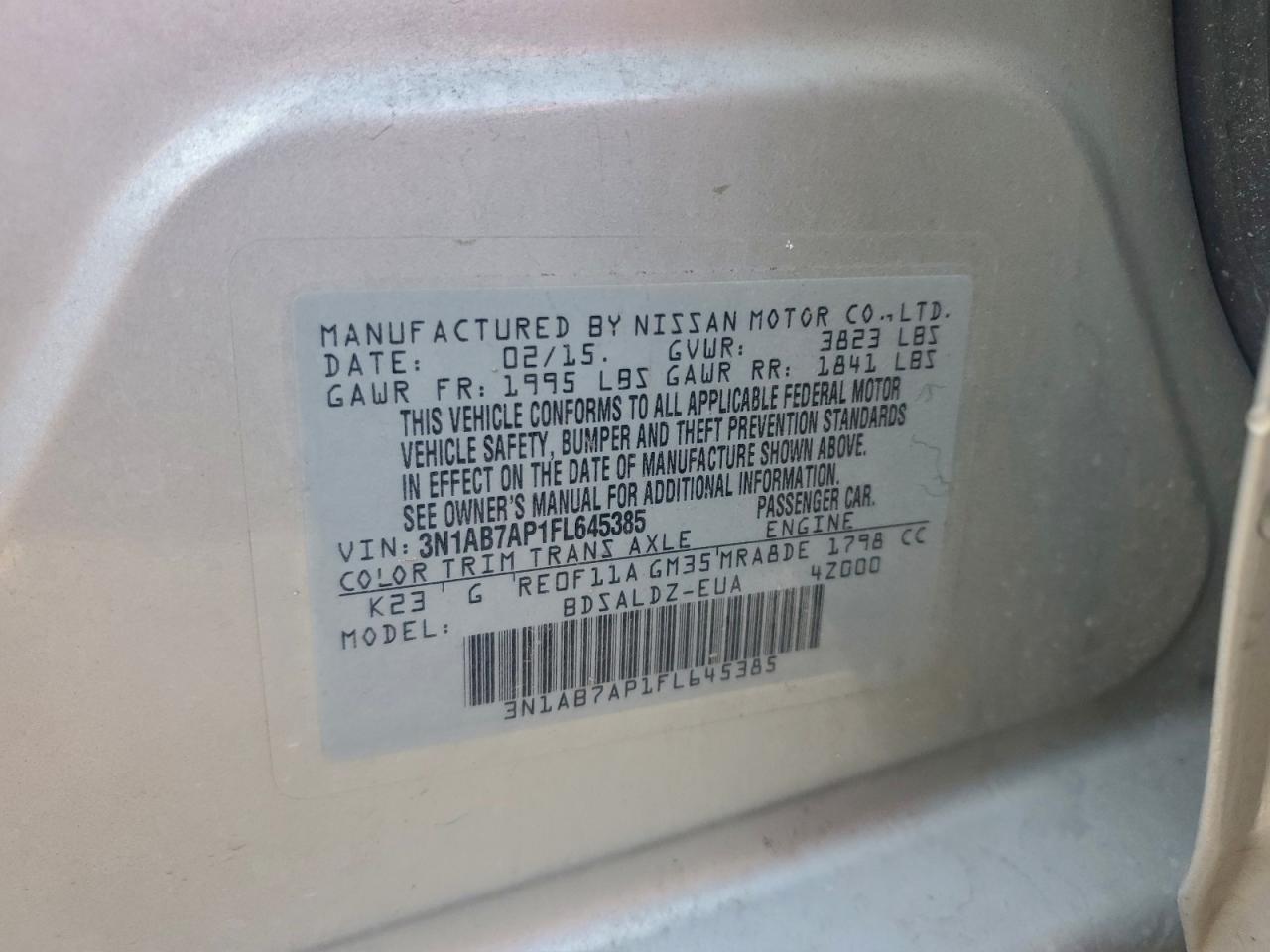 2015 NISSAN SENTRA S photo 34