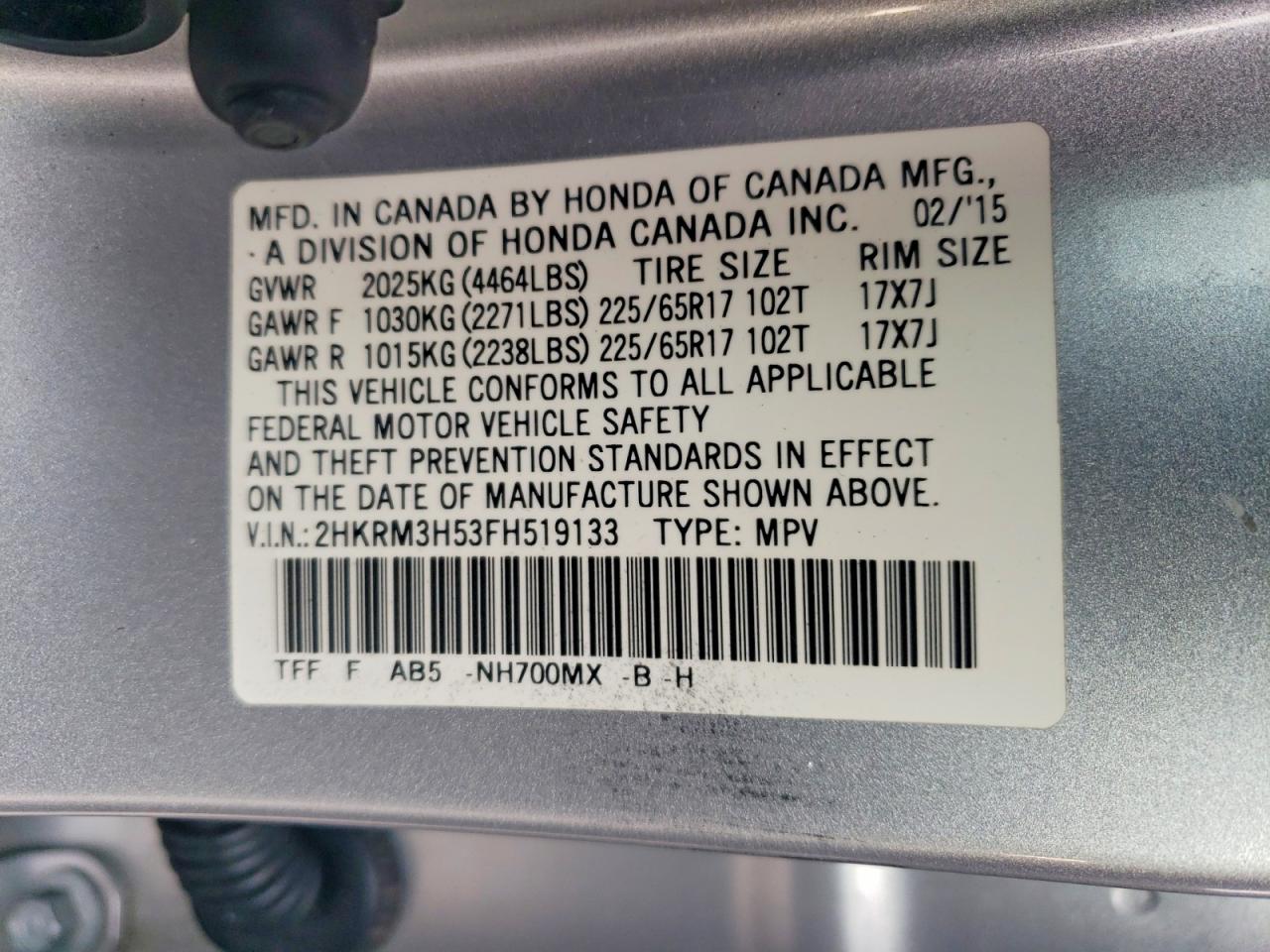 2015 HONDA CR-V EX photo 13