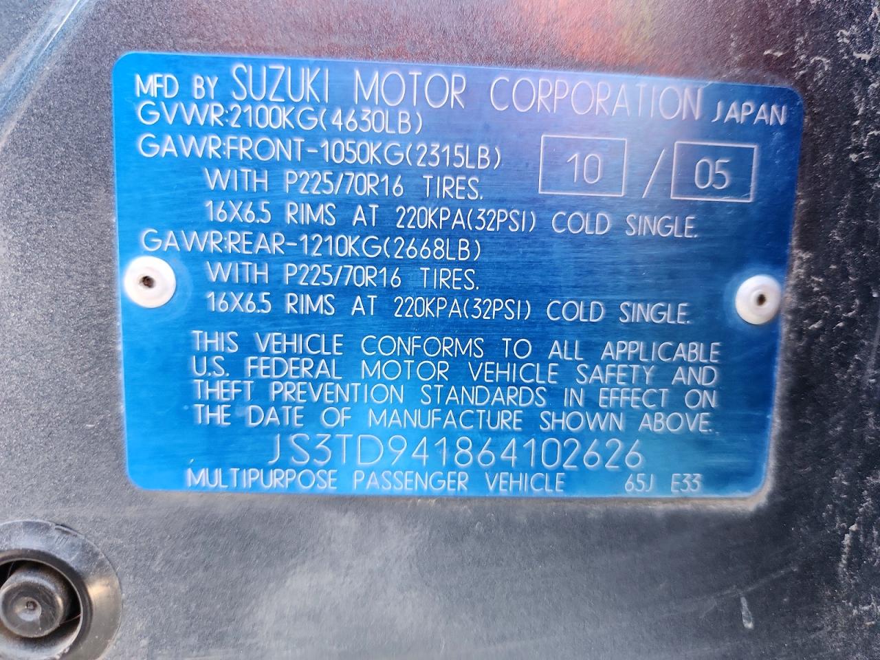 2006 SUZUKI GRAND VITARA photo 13
