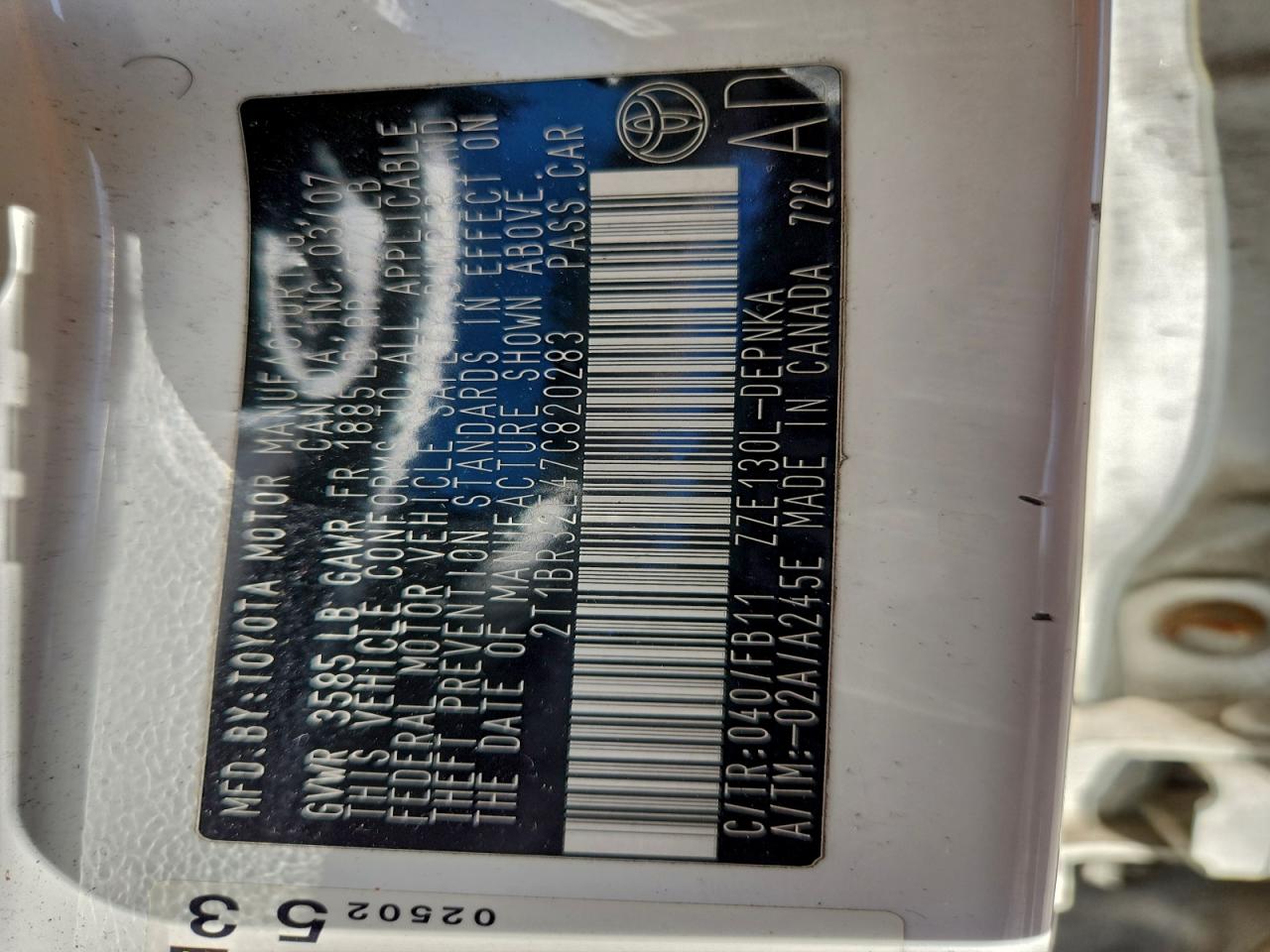 2007 TOYOTA COROLLA CE photo 13