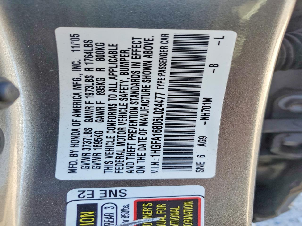 2006 HONDA CIVIC EX photo 12