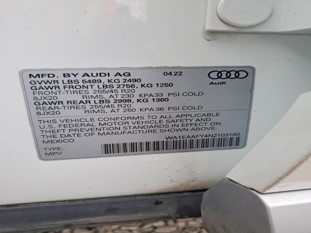 2022 AUDI Q5 PREMIUM PLUS 45 photo 14
