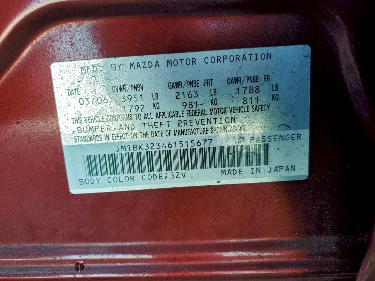 2006 MAZDA 3 S photo 12