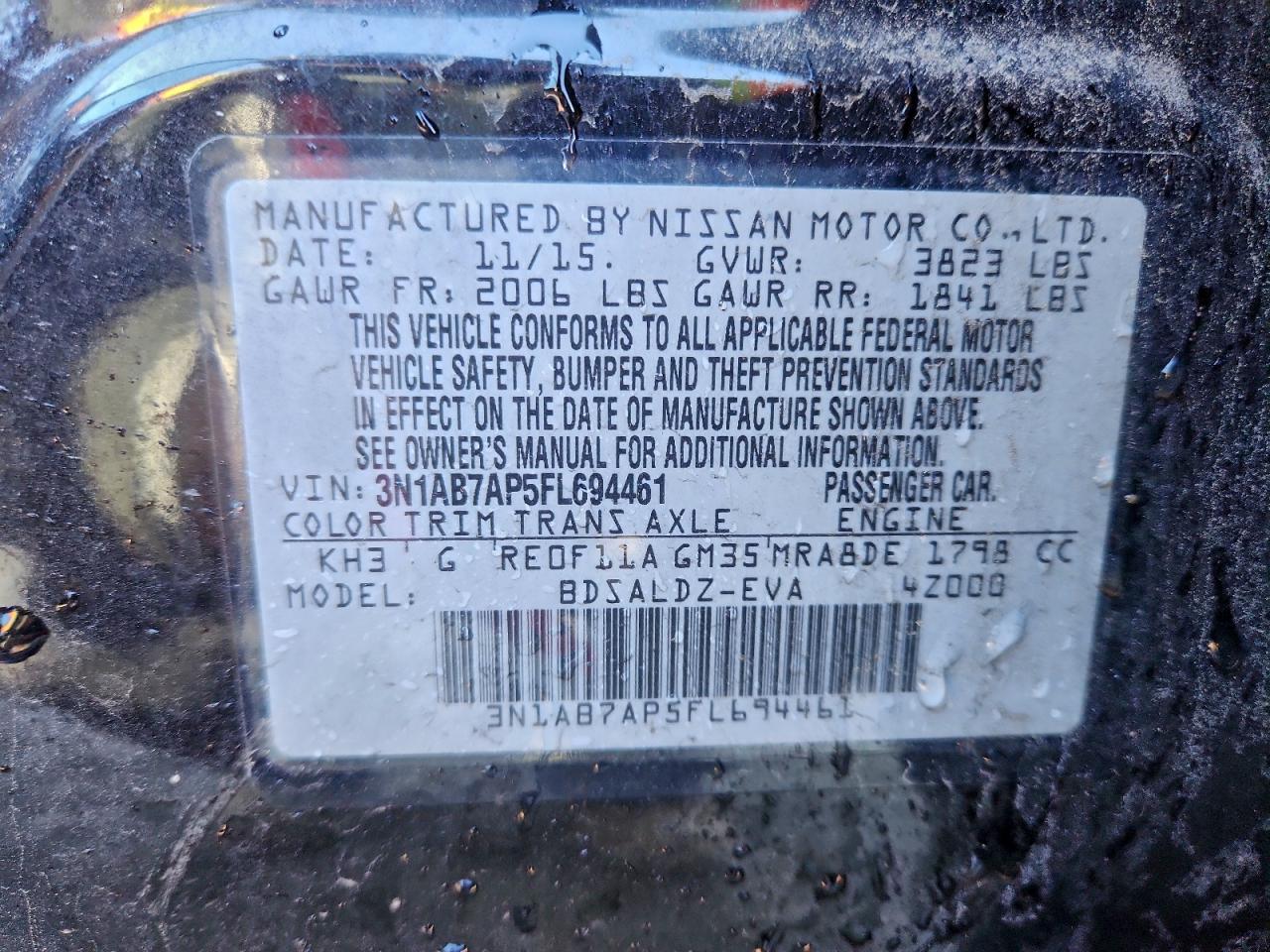 2015 NISSAN SENTRA S photo 12