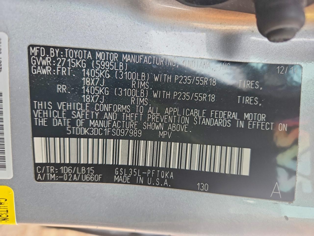 2015 TOYOTA SIENNA LIMITED 7-PASSENGER photo 13