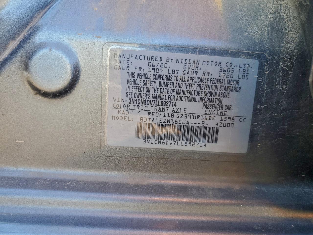 2020 NISSAN VERSA S photo 12