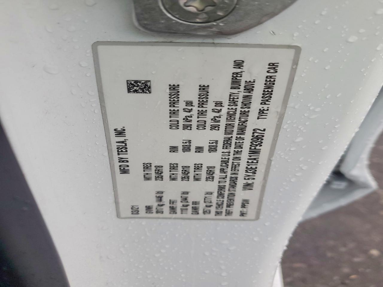 2021 TESLA MODEL 3 photo 12