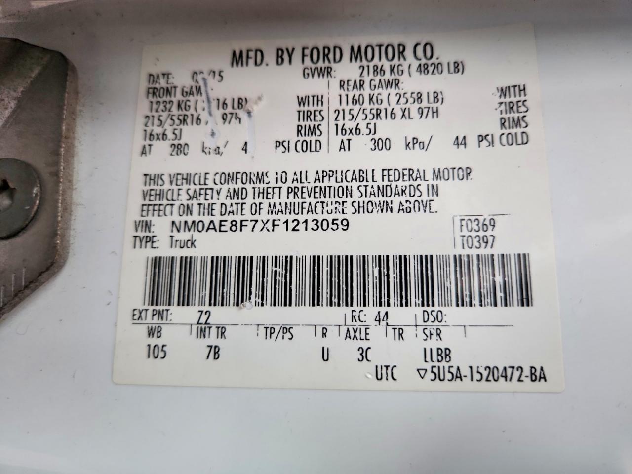 2015 FORD TRANSIT CONNECT XLT photo 14
