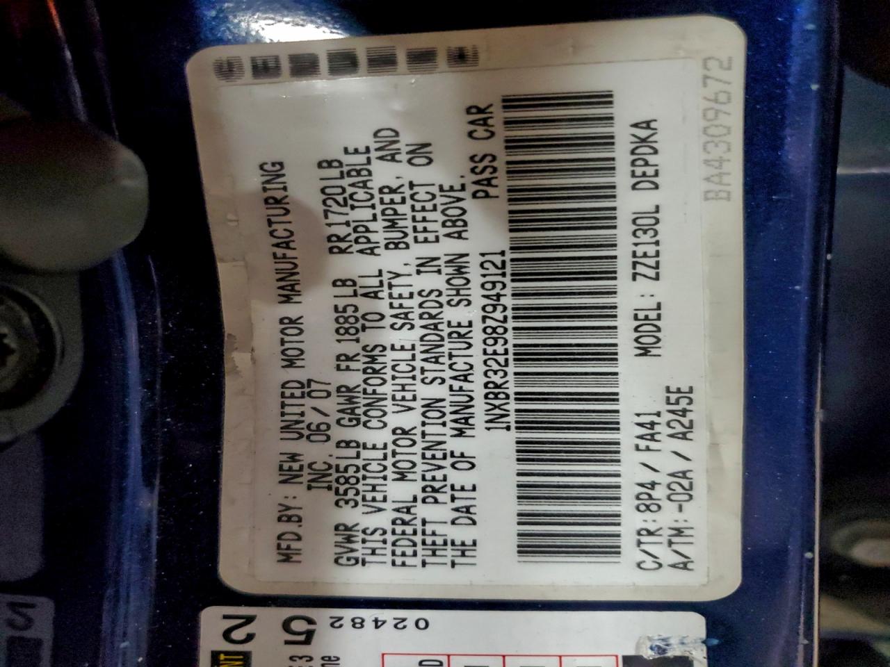 2008 TOYOTA COROLLA CE photo 34