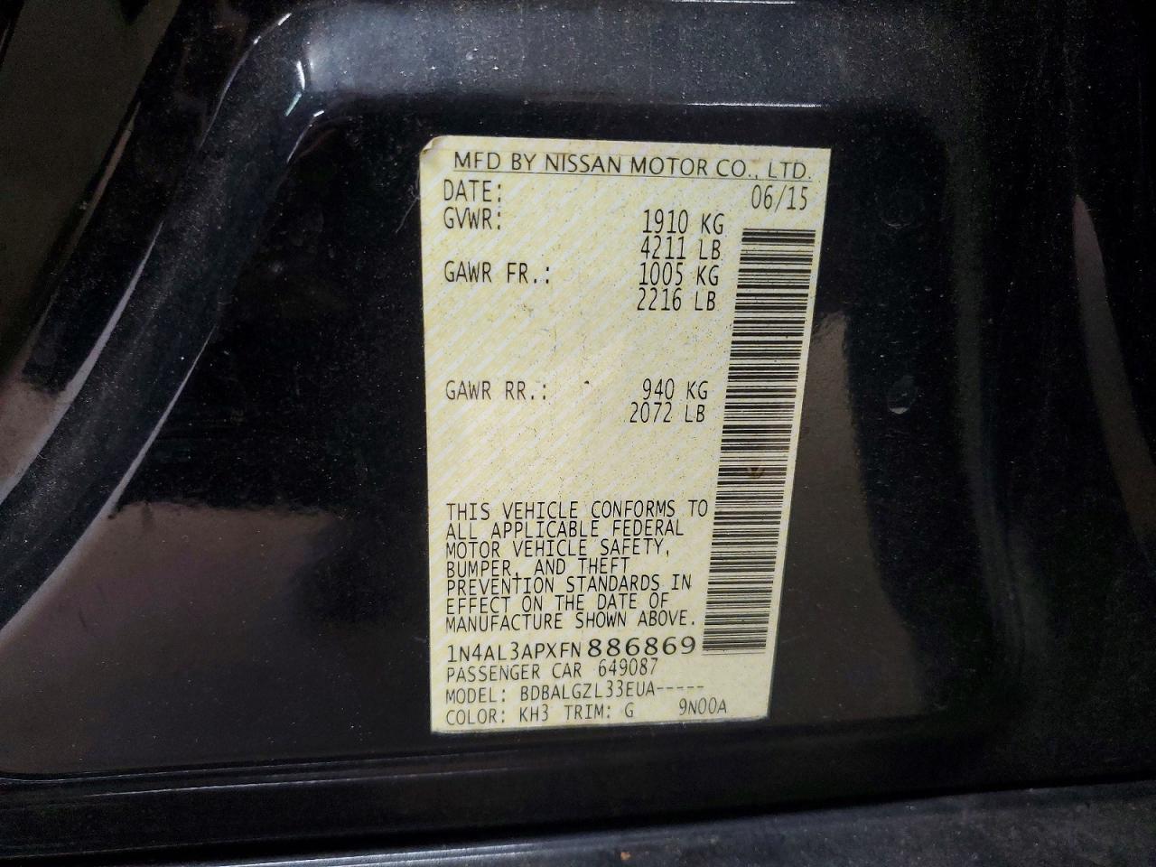 2015 NISSAN ALTIMA 2.5 photo 23