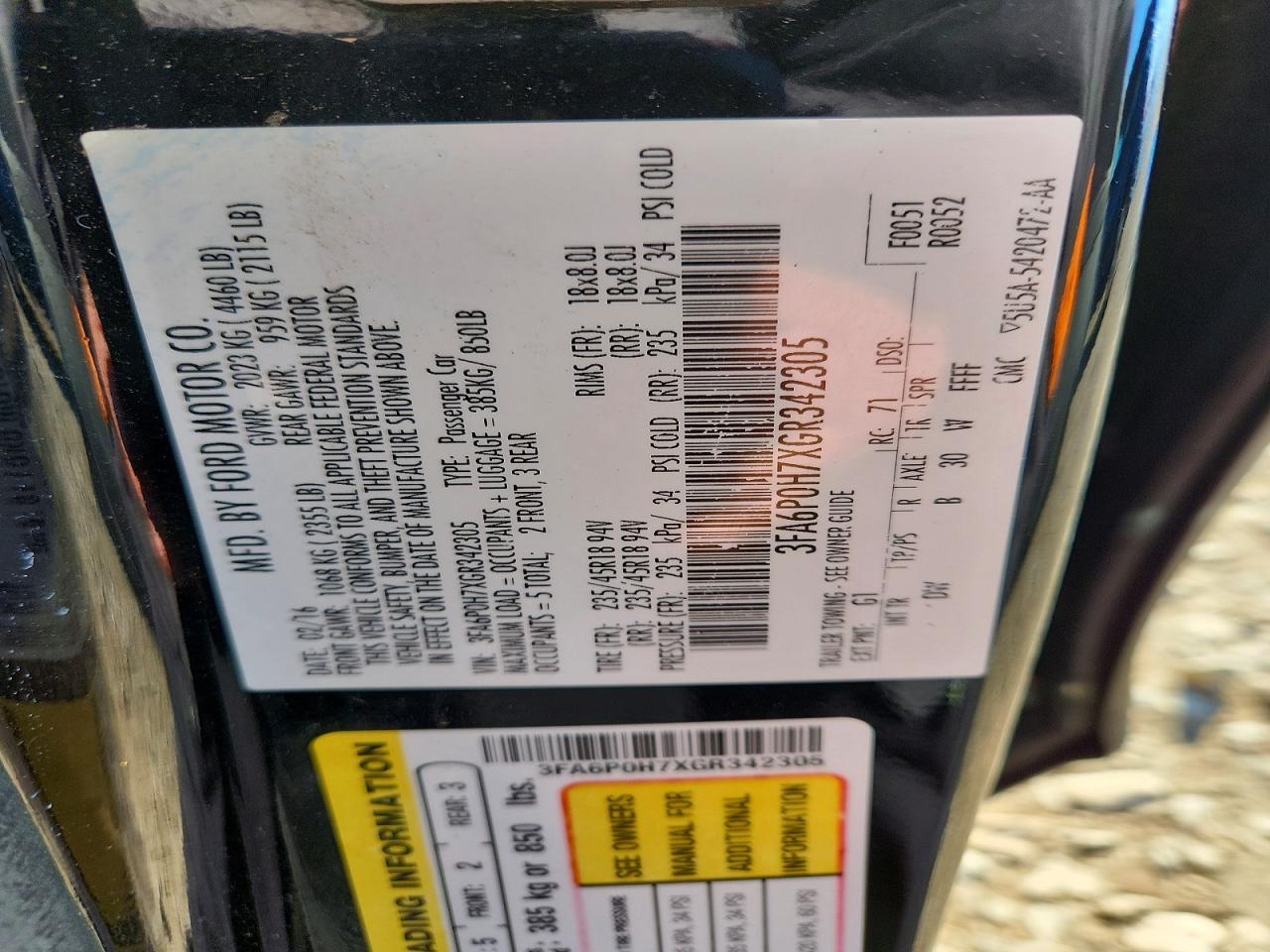 2016 FORD FUSION SE photo 12