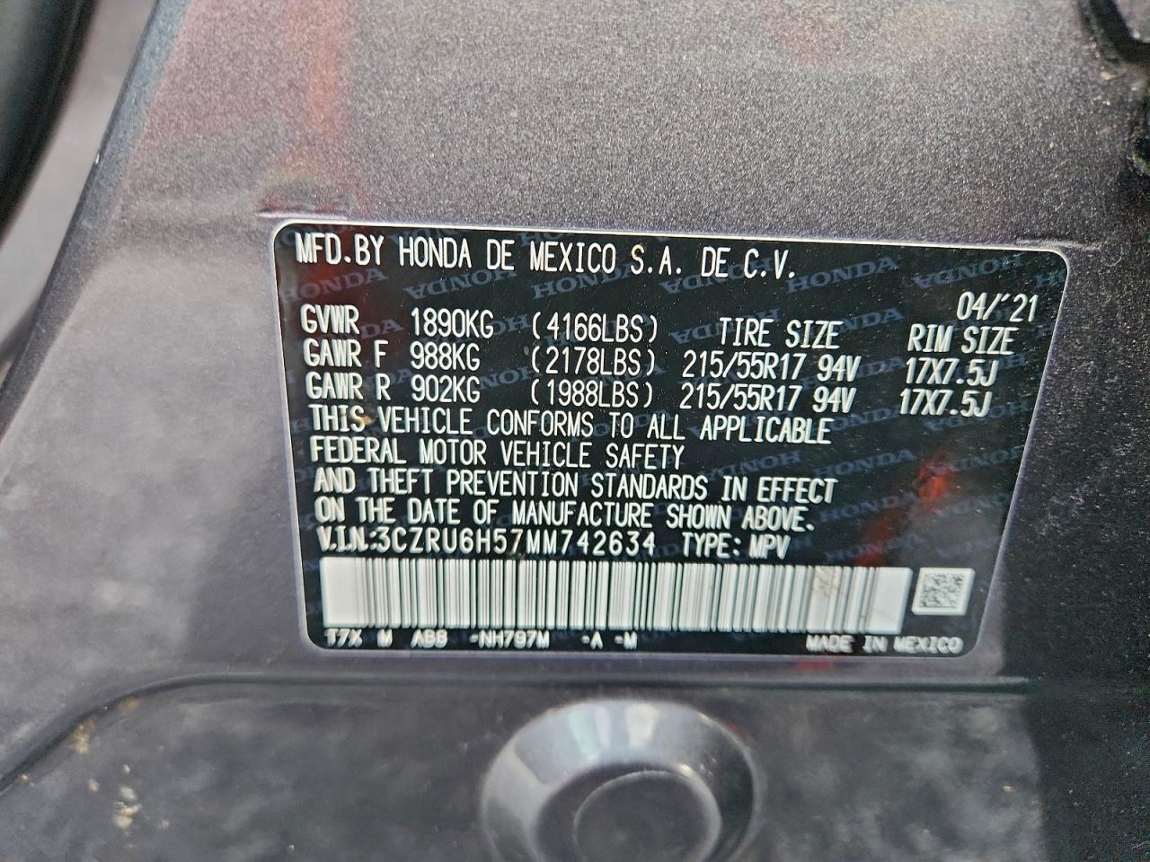 2021 HONDA HR-V EX photo 13