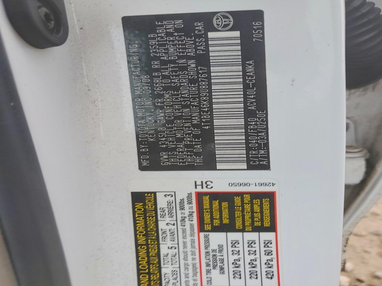 2009 TOYOTA CAMRY BASE photo 34