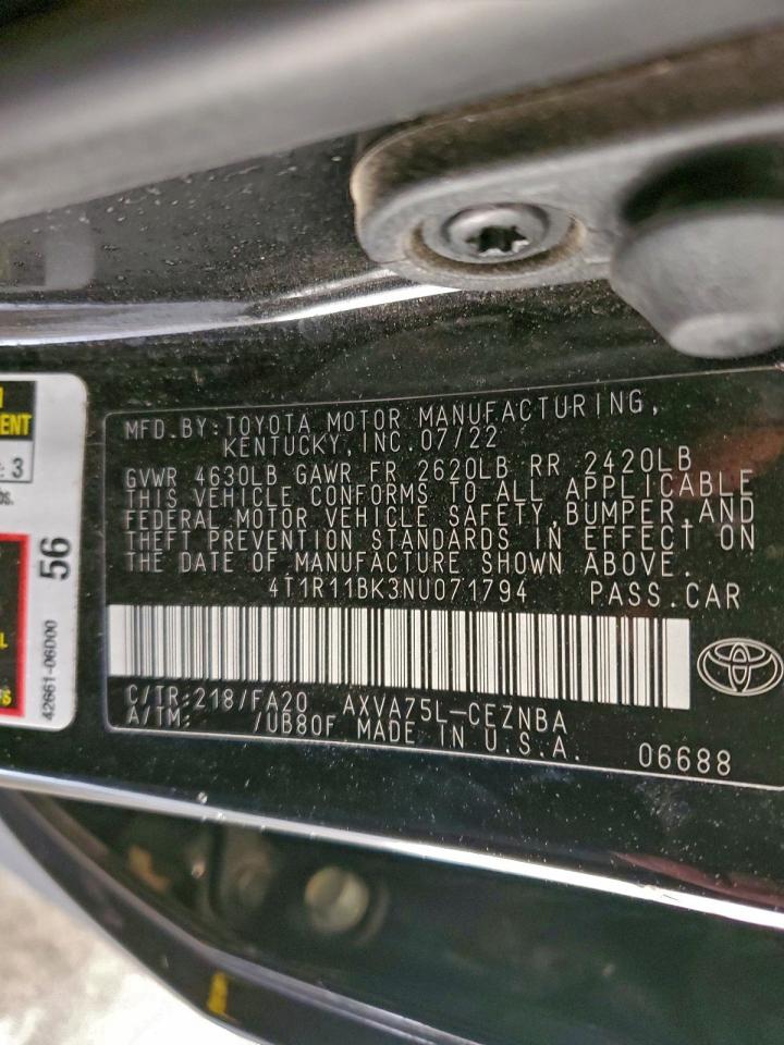 2022 TOYOTA CAMRY LE photo 12