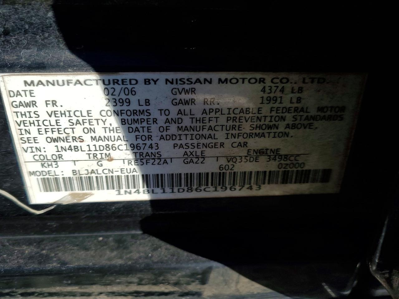 2006 NISSAN ALTIMA SE photo 23