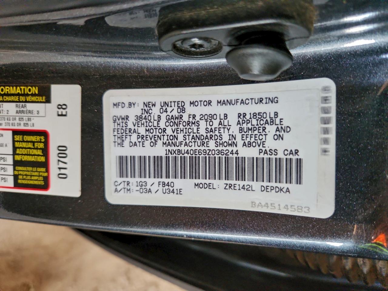 2009 TOYOTA COROLLA BASE photo 12