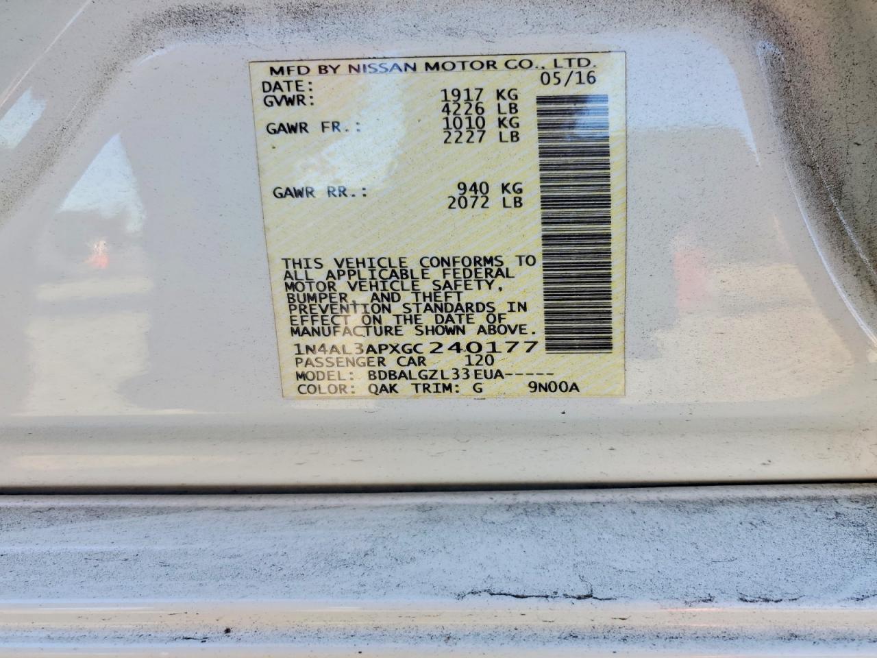 2016 NISSAN ALTIMA 2.5 photo 13