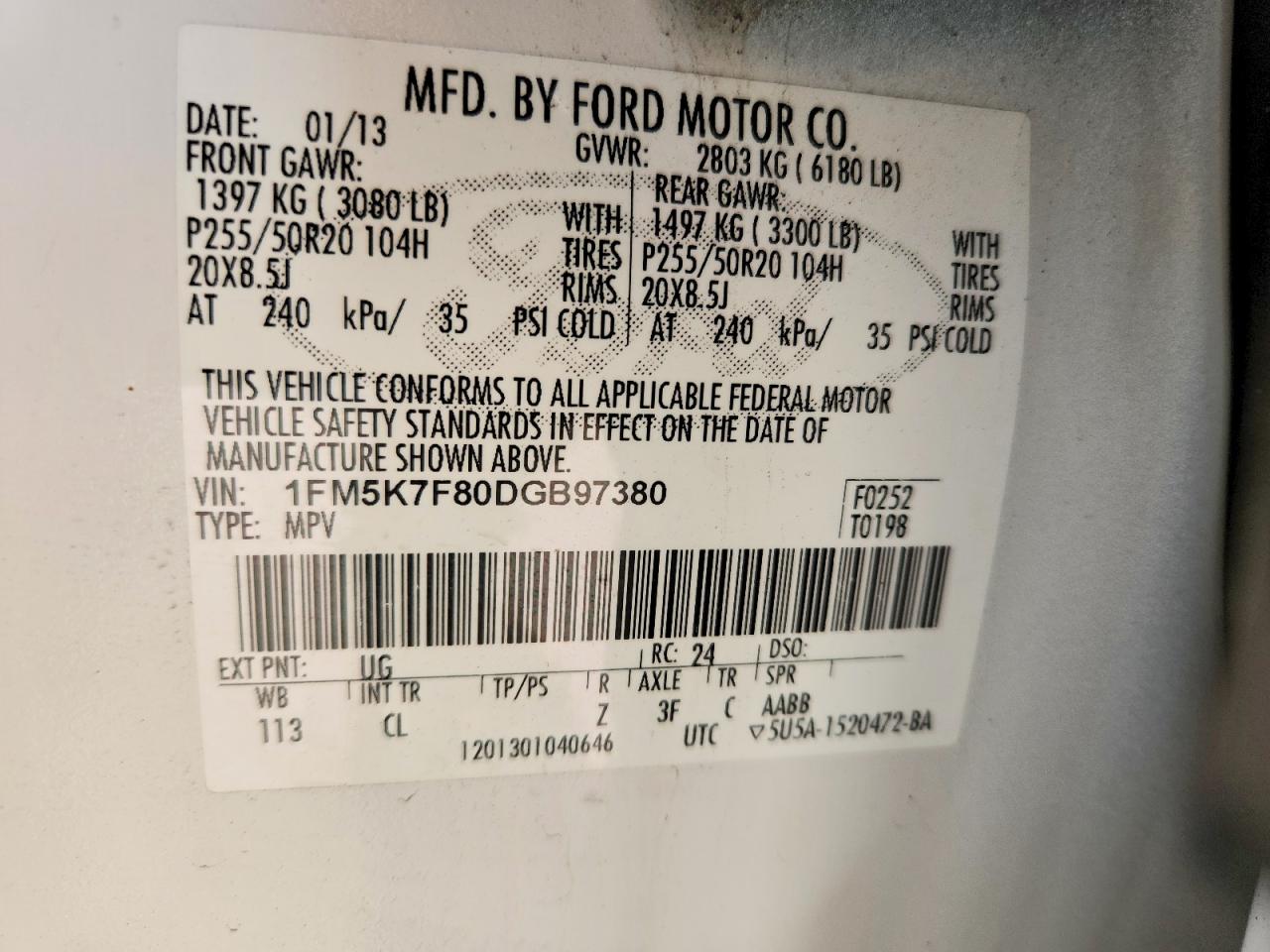 2013 FORD EXPLORER LIMITED photo 13