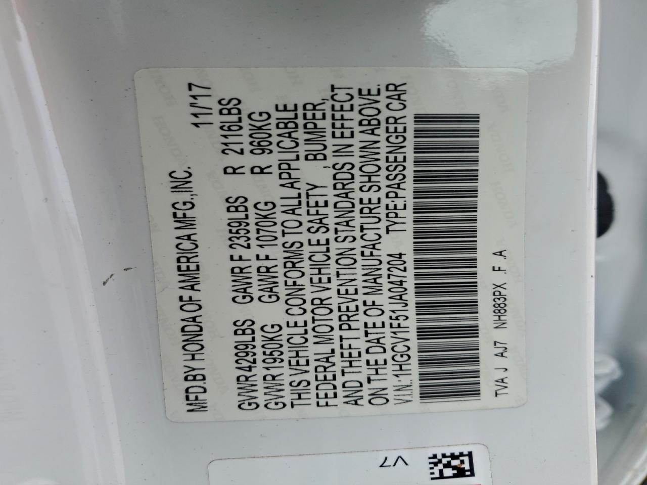 2018 HONDA ACCORD EXL photo 13