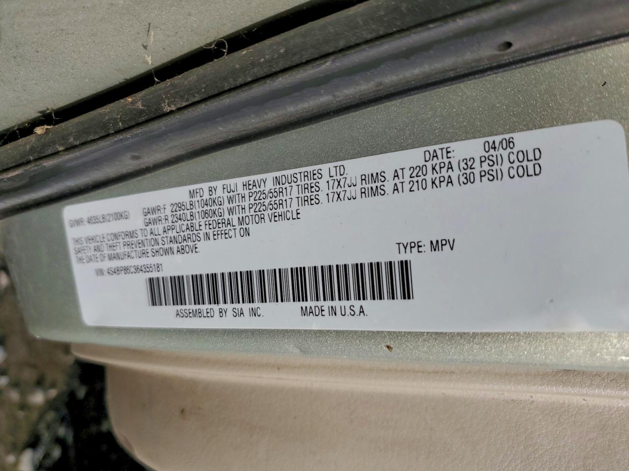 2006 SUBARU OUTBACK OUTBACK 3.0R LL BEAN photo 13
