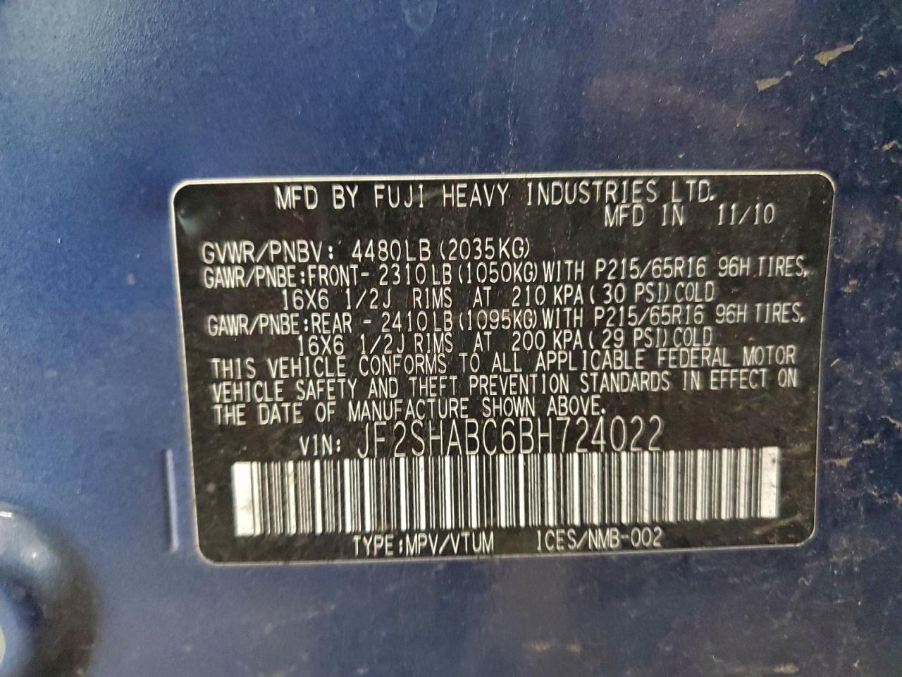 2011 SUBARU FORESTER 2.5X photo 14