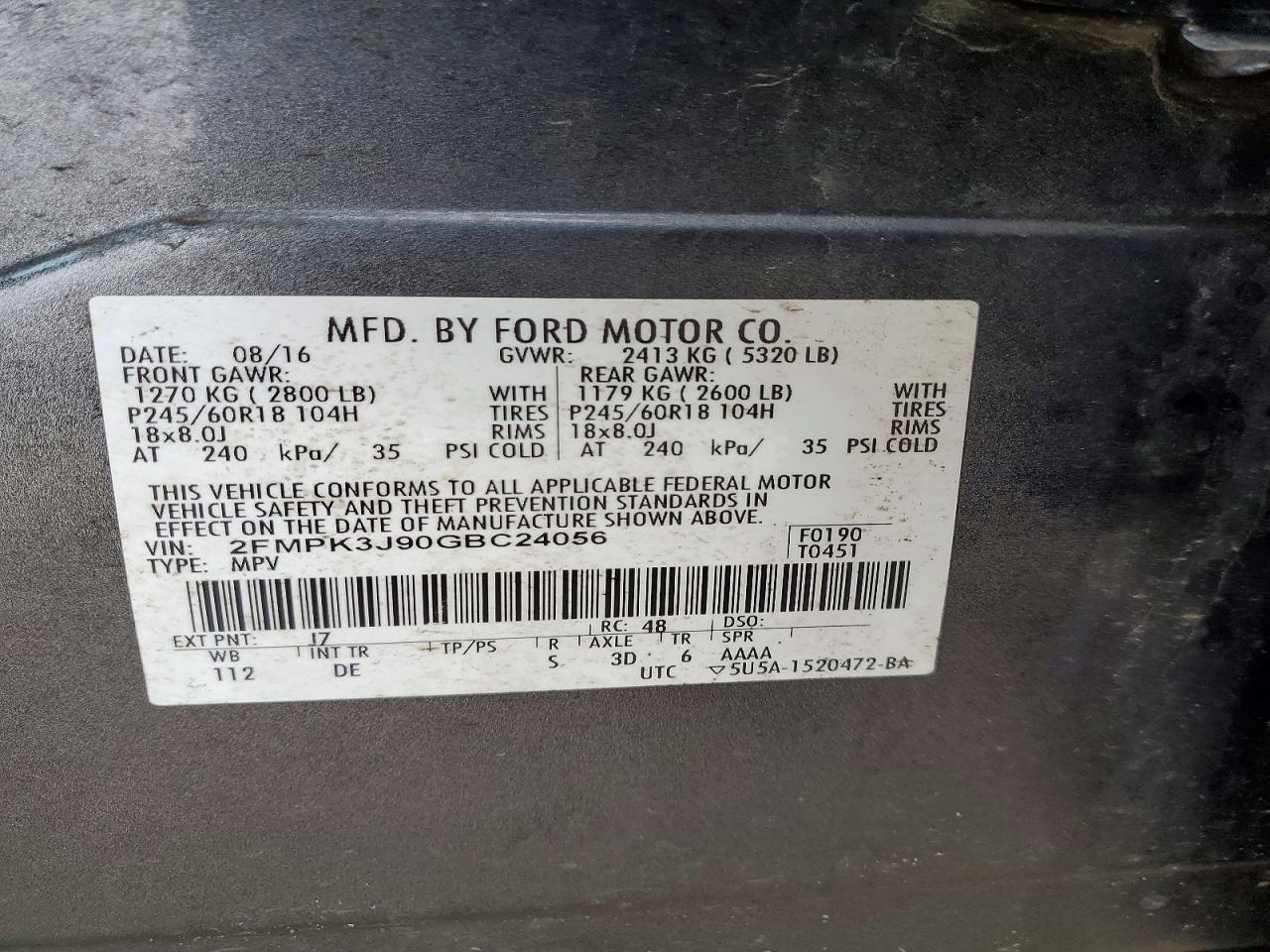 2016 FORD EDGE SEL photo 14