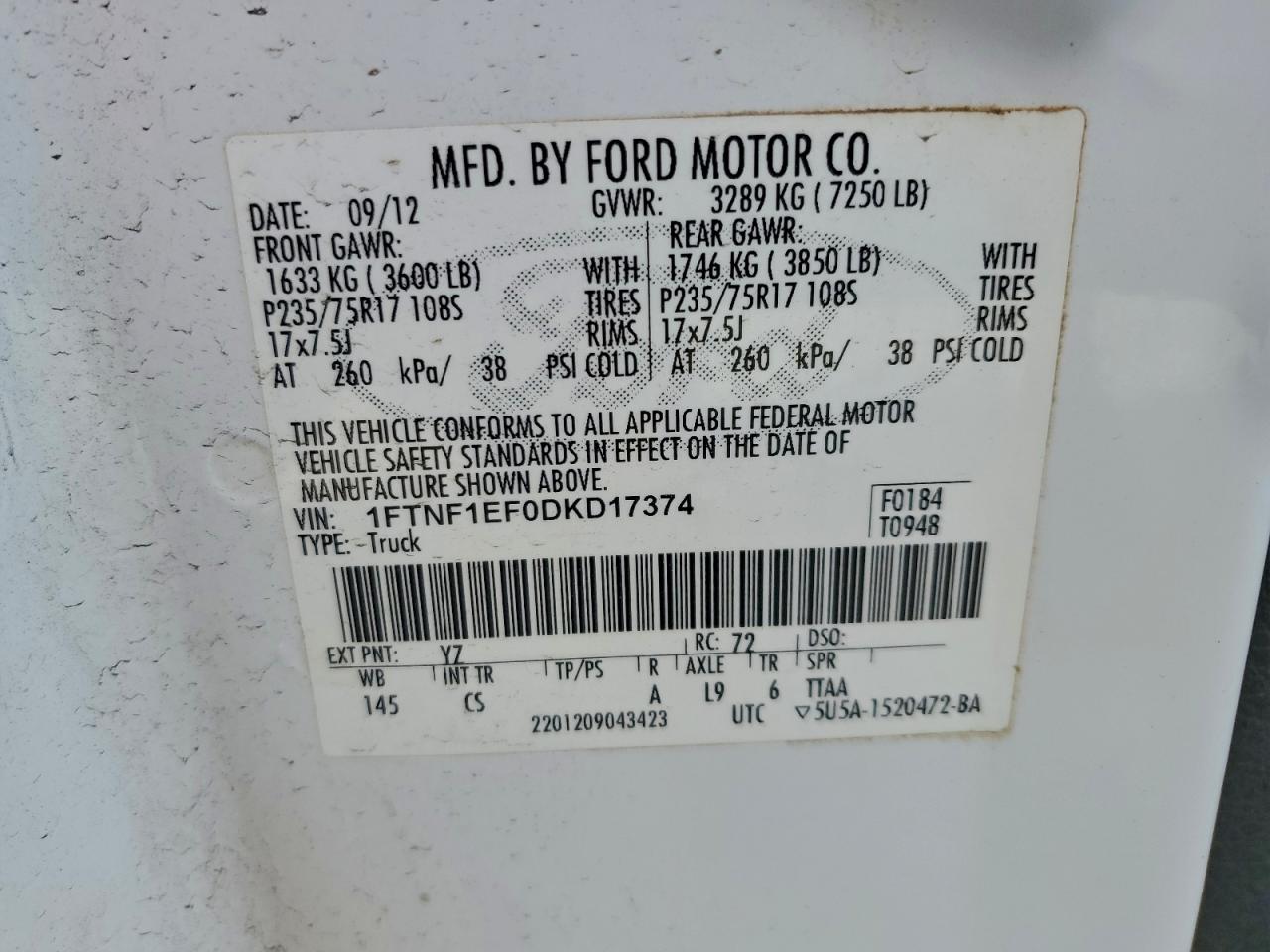 2013 FORD F150 photo 12