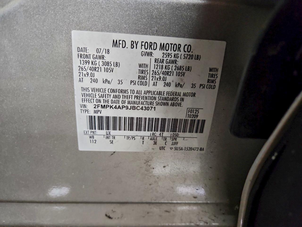 2018 FORD EDGE SPORT photo 13