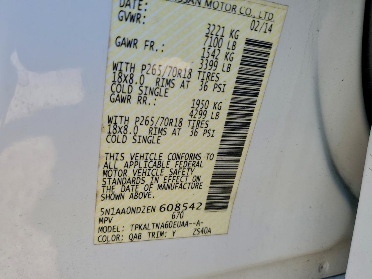 2014 NISSAN ARMADA SV photo 25